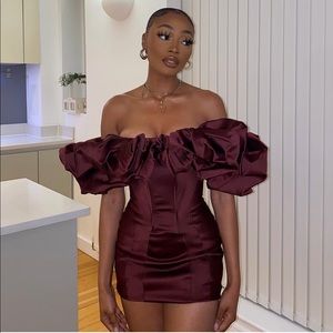 House of CB Satin chocolate dress